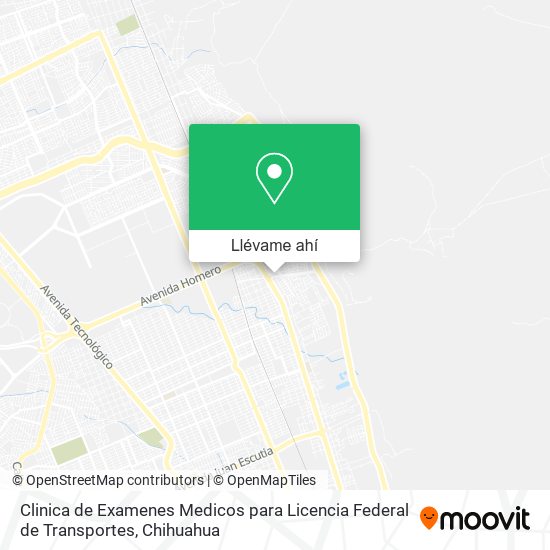 Mapa de Clinica de Examenes Medicos para Licencia Federal de Transportes