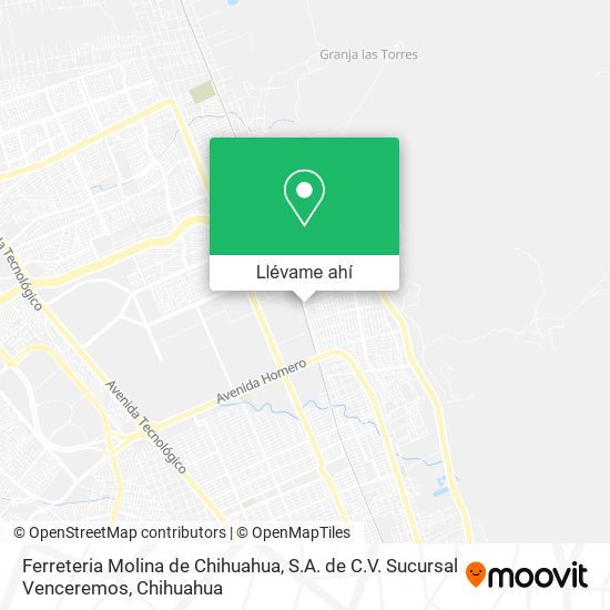 Mapa de Ferreteria Molina de Chihuahua, S.A. de C.V. Sucursal Venceremos
