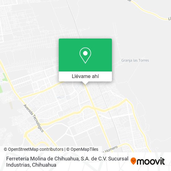 Mapa de Ferretería Molina de Chihuahua, S.A. de C.V. Sucursal Industrias