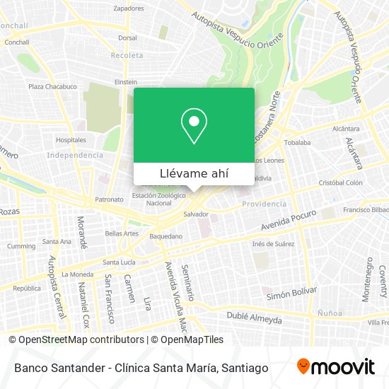 Mapa de Banco Santander - Clínica Santa María