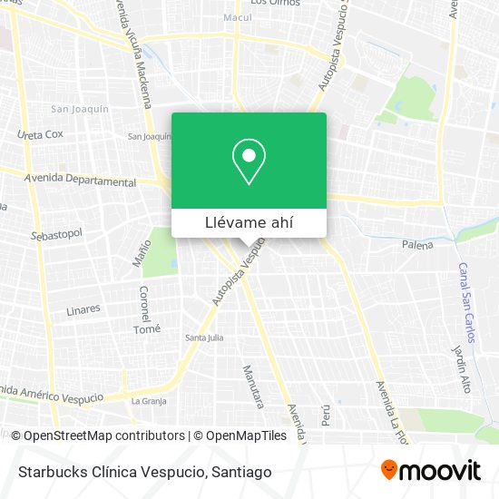 Mapa de Starbucks Clínica Vespucio