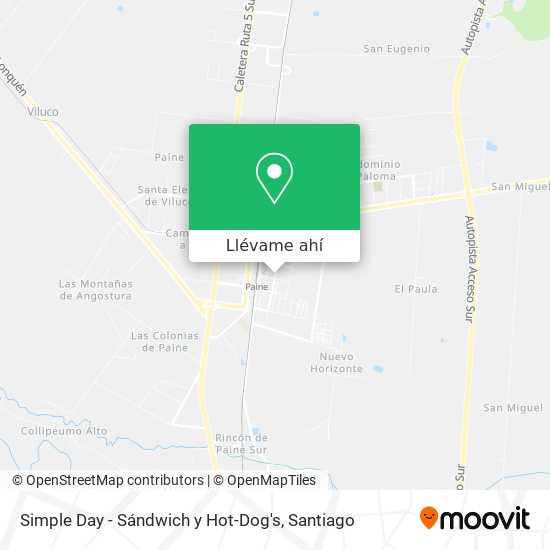 Mapa de Simple Day - Sándwich y Hot-Dog's