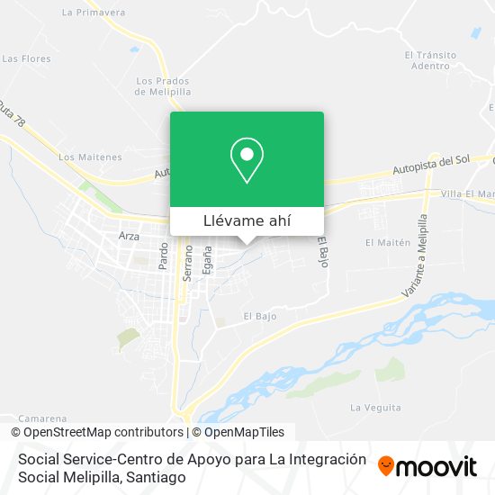 Mapa de Social Service-Centro de Apoyo para La Integración Social Melipilla