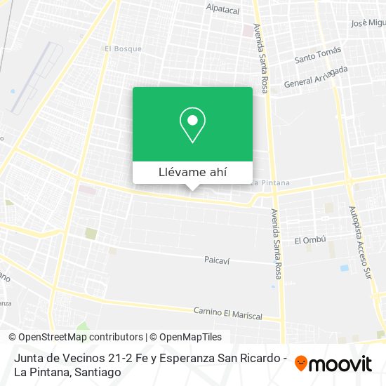 Mapa de Junta de Vecinos 21-2 Fe y Esperanza San Ricardo - La Pintana