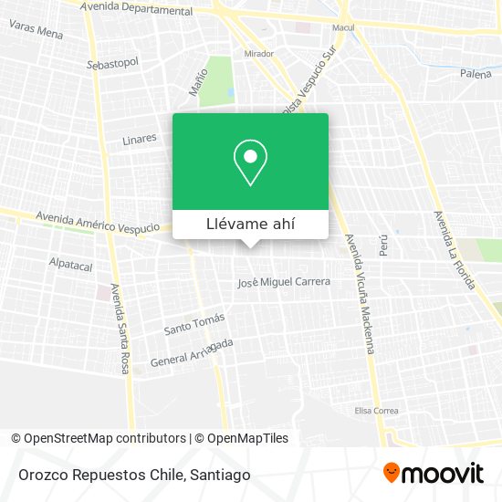 Mapa de Orozco Repuestos Chile