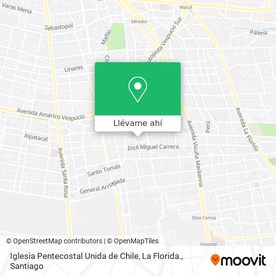 Mapa de Iglesia Pentecostal Unida de Chile, La Florida.