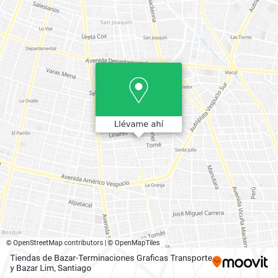 Mapa de Tiendas de Bazar-Terminaciones Graficas Transporte y Bazar Lim