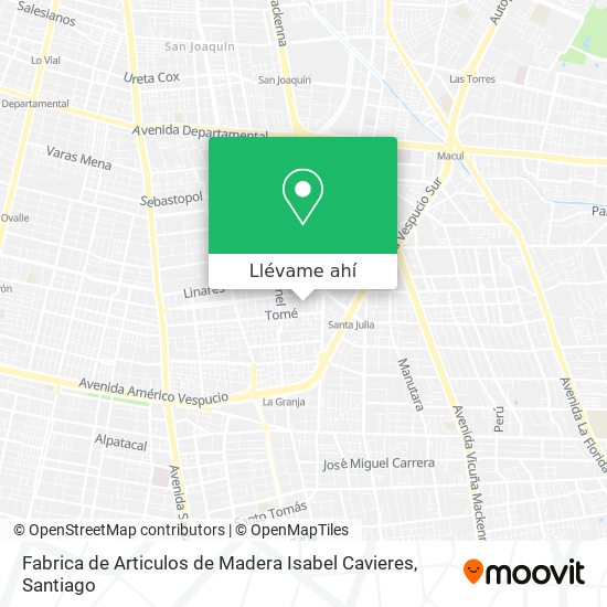 Mapa de Fabrica de Articulos de Madera Isabel Cavieres