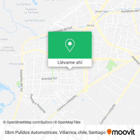 Mapa de Dbm Pulidos Automotrices. Villarrica, chile
