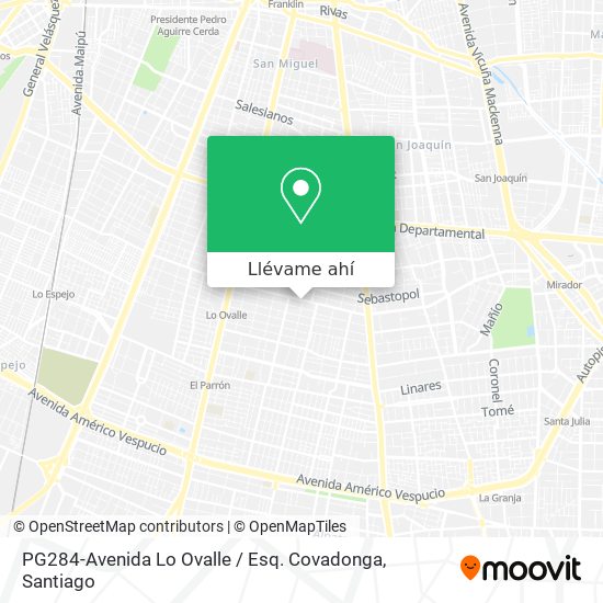 Mapa de PG284-Avenida Lo Ovalle / Esq. Covadonga