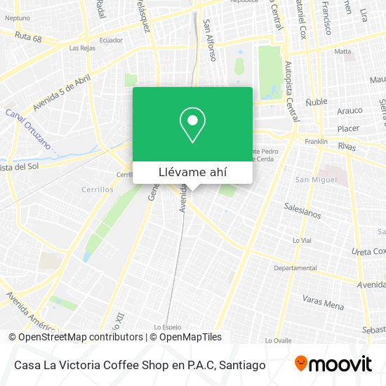 Mapa de Casa La Victoria Coffee Shop en P.A.C