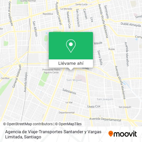 Mapa de Agencia de Viaje-Transportes Santander y Vargas Limitada
