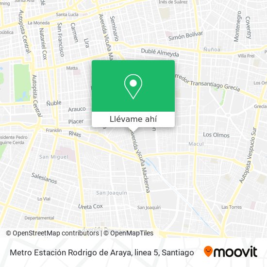 Mapa de Metro Estación Rodrigo de Araya, linea 5