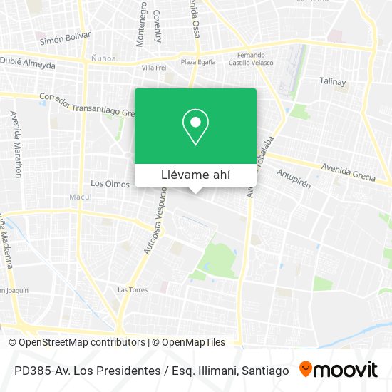 Mapa de PD385-Av. Los Presidentes / Esq. Illimani