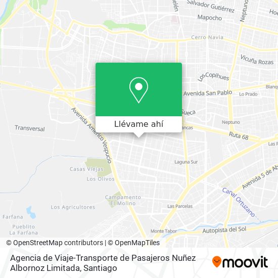Mapa de Agencia de Viaje-Transporte de Pasajeros Nuñez Albornoz Limitada