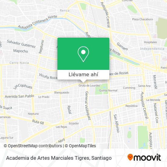 Mapa de Academia de Artes Marciales Tigres