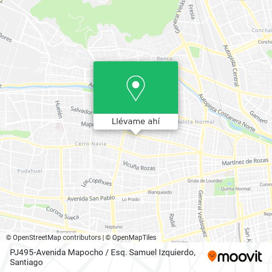 Mapa de PJ495-Avenida Mapocho / Esq. Samuel Izquierdo