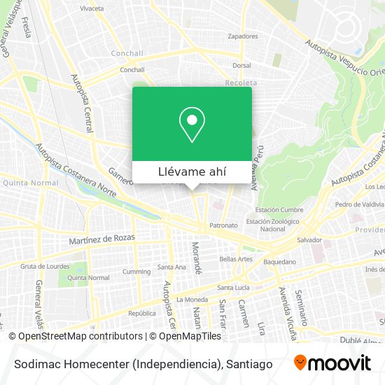 Mapa de Sodimac Homecenter (Independiencia)