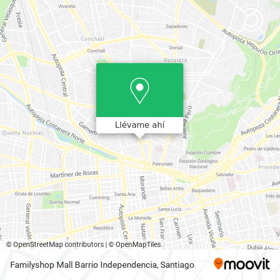 Mapa de Familyshop Mall Barrio Independencia