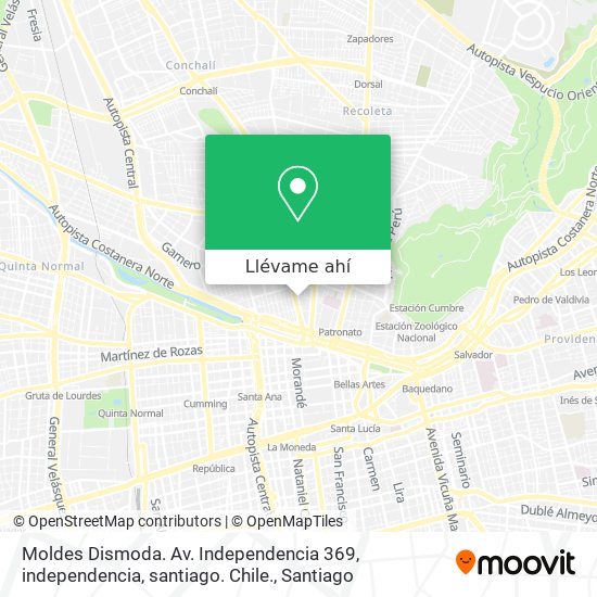 Mapa de Moldes Dismoda. Av. Independencia 369, independencia, santiago. Chile.
