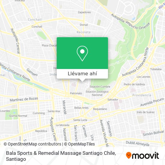 Mapa de Bala Sports & Remedial Massage Santiago Chile