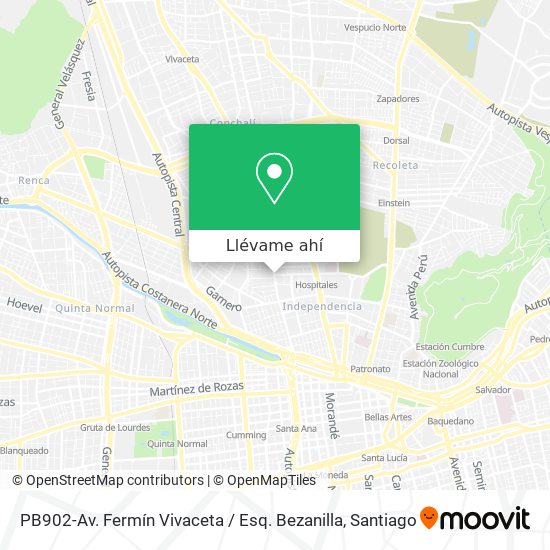 Mapa de PB902-Av. Fermín Vivaceta / Esq. Bezanilla