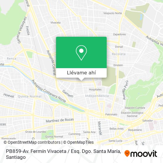 Mapa de PB859-Av. Fermín Vivaceta / Esq. Dgo. Santa María