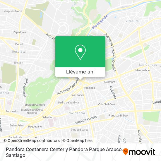 Mapa de Pandora Costanera Center y Pandora Parque Arauco