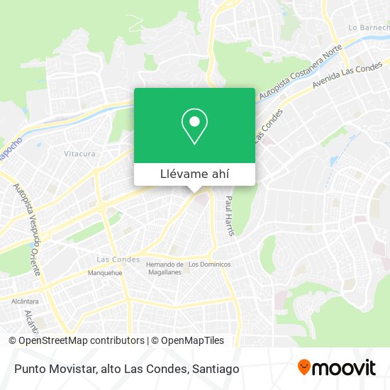 Mapa de Punto Movistar, alto Las Condes