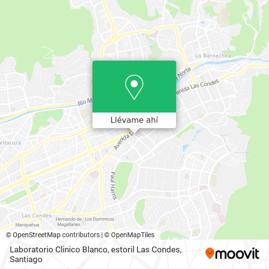 Mapa de Laboratorio Clinico Blanco, estoril Las Condes
