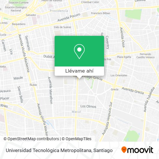Mapa de Universidad Tecnológica Metropolitana