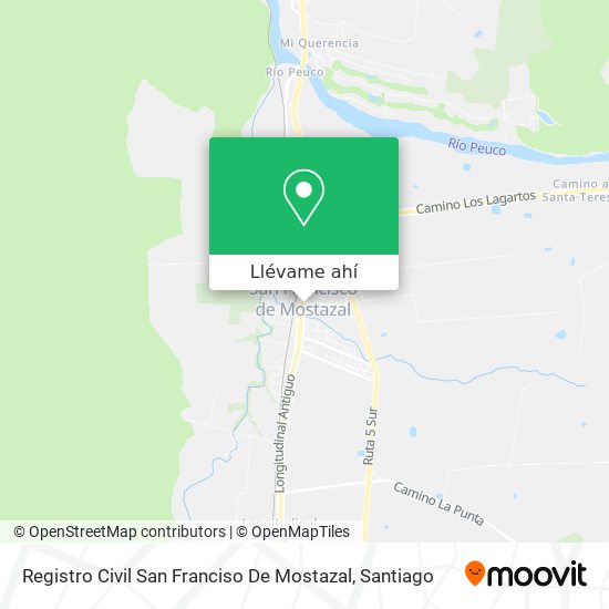 Mapa de Registro Civil San Franciso De Mostazal