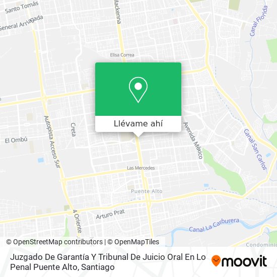 Mapa de Juzgado De Garantía Y Tribunal De Juicio Oral En Lo Penal Puente Alto