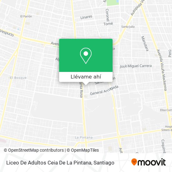 Mapa de Liceo De Adultos Ceia De La Pintana