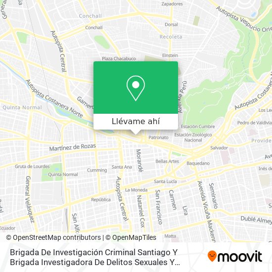 Mapa de Brigada De Investigación Criminal Santiago Y Brigada Investigadora De Delitos Sexuales Y Menores