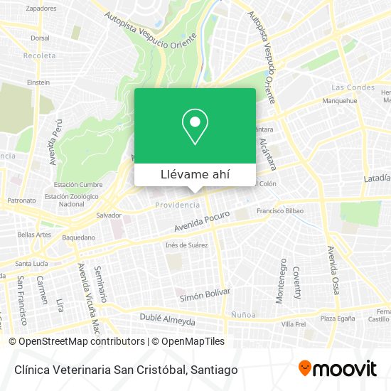 Cómo llegar a Clínica Veterinaria San Cristóbal en Providencia en Micro o  Metro?