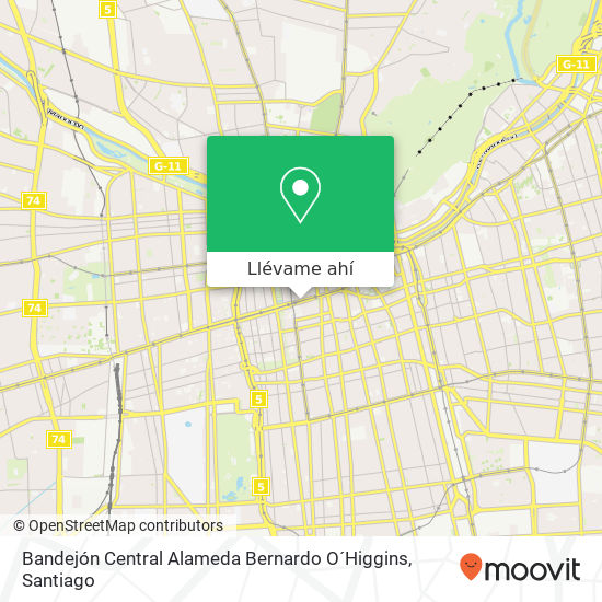 Mapa de Bandejón Central Alameda Bernardo O´Higgins