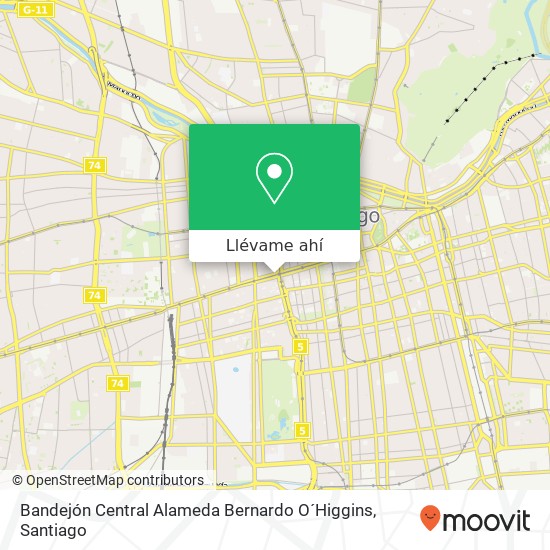 Mapa de Bandejón Central Alameda Bernardo O´Higgins
