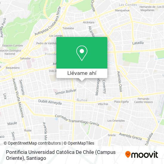 Mapa de Pontificia Universidad Católica De Chile (Campus Oriente)