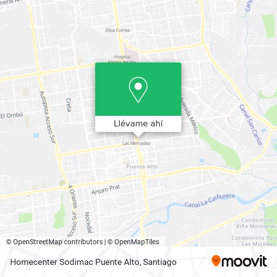 Mapa de Homecenter Sodimac Puente Alto
