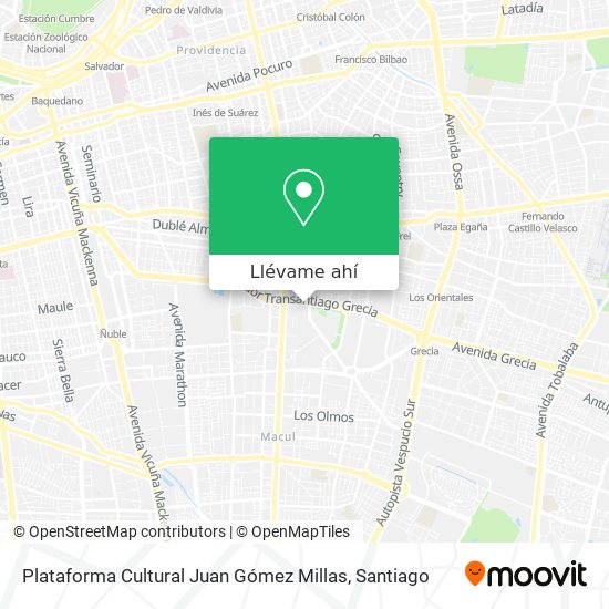 Mapa de Plataforma Cultural Juan Gómez Millas