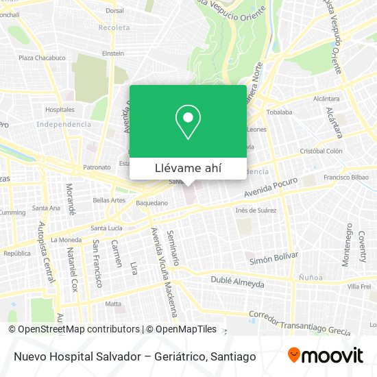 Mapa de Nuevo Hospital Salvador – Geriátrico