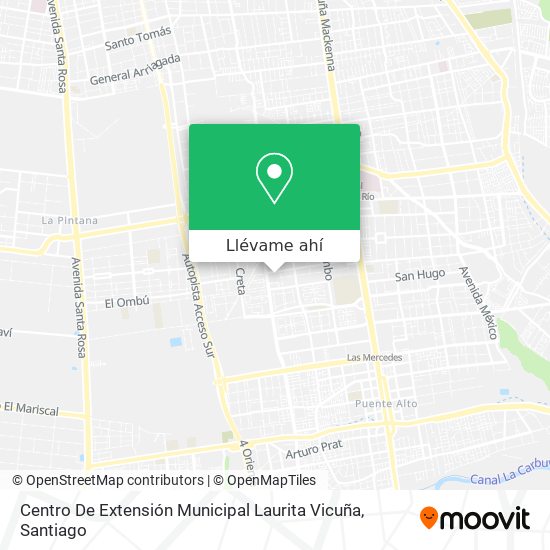 Mapa de Centro De Extensión Municipal Laurita Vicuña