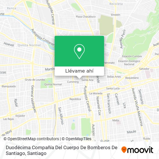 Mapa de Duodécima Compañía Del Cuerpo De Bomberos De Santiago