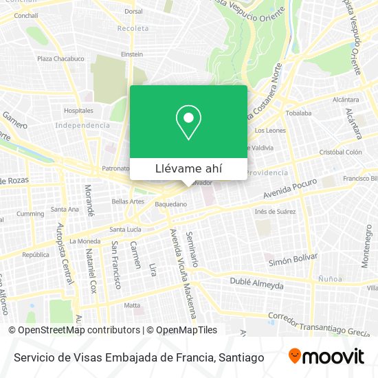 Mapa de Servicio de Visas Embajada de Francia