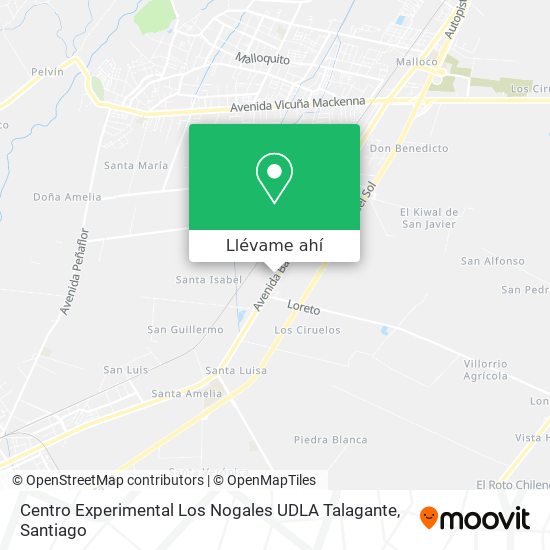 Mapa de Centro Experimental Los Nogales UDLA Talagante