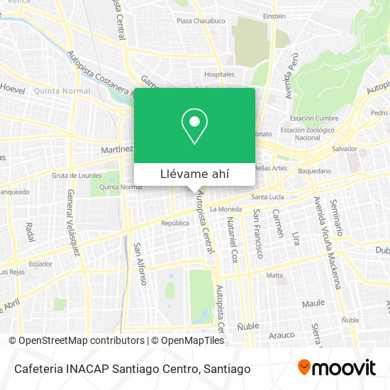 Mapa de Cafeteria INACAP Santiago Centro