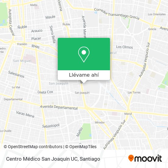 Mapa de Centro Médico San Joaquín UC