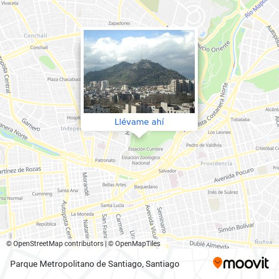Mapa de Parque Metropolitano de Santiago