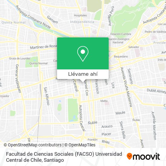 Mapa de Facultad de Ciencias Sociales (FACSO) Universidad Central de Chile